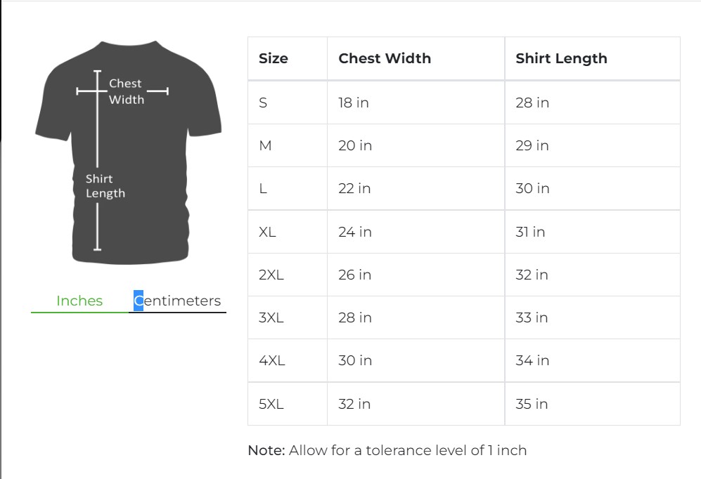 Size Guides T-shirt